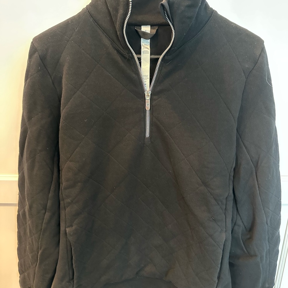 Lululemon Black Quilted Half-Zip Pullover